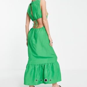 Topshop Green linen maxi Dress